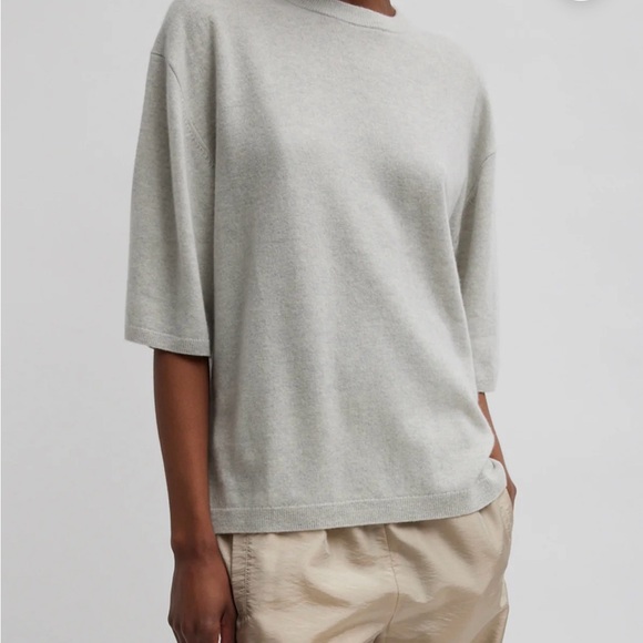 Tibi Sweaters - Tibi Light Gray Short-Sleeve Knit Top